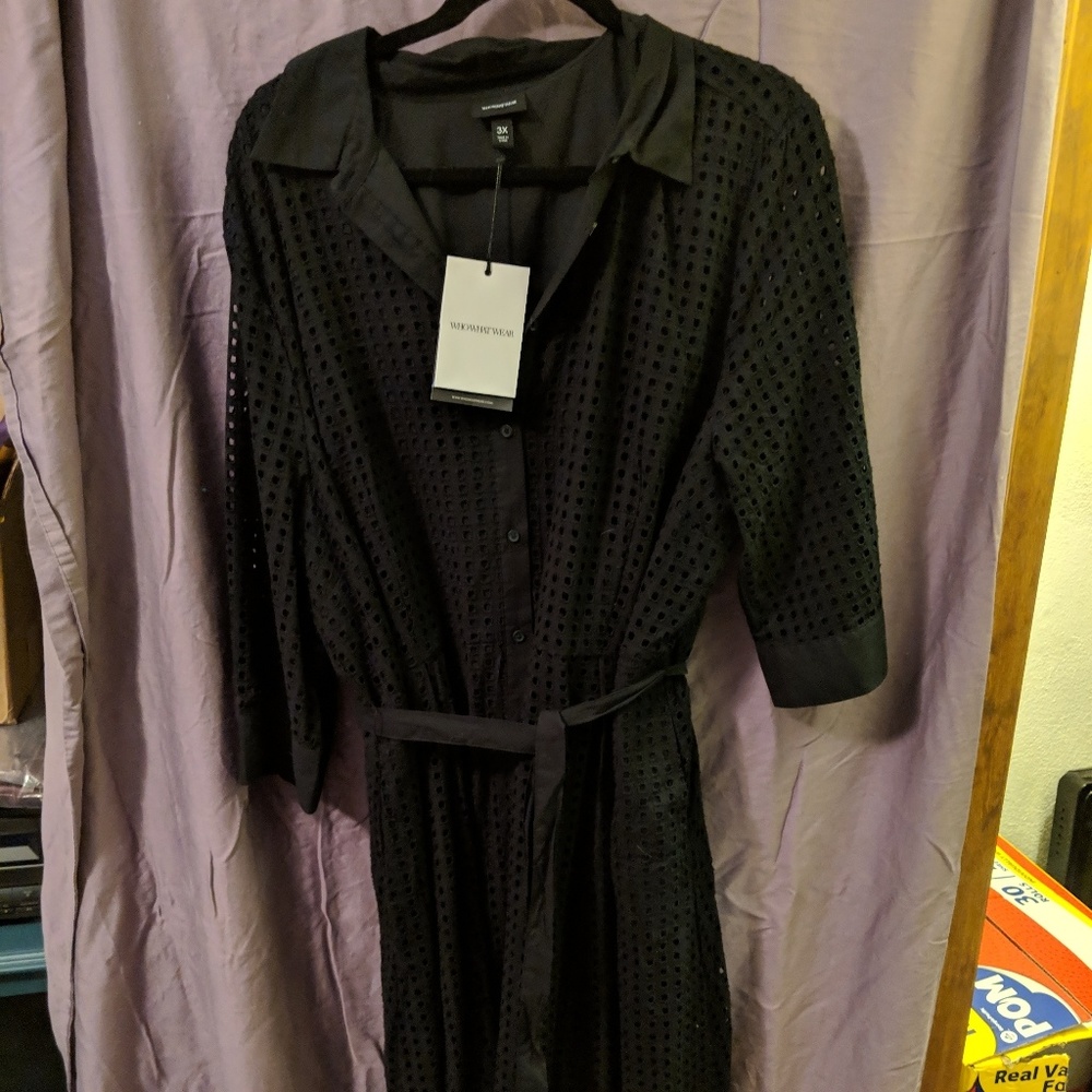 Who What Wear 3x Black Eyelet Dress with Tie NWT